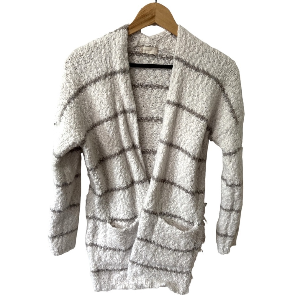 Altar'd State Cream and Gray Chunky Knit Cardigan